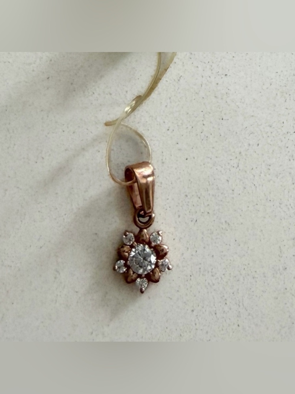 585 Rose Gold Floral Cluster Pendant with Clear Stones